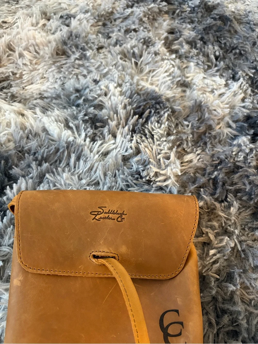 Saddleback Leather Co Tobacco Tan Full Grain Leather Pouch Crossbody Bag CC Logo